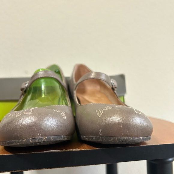 Naya Chalice Metallic Leather Floral Embossed Heel Size 8 Mary Jane Ankle Nickel - Picture 6 of 10